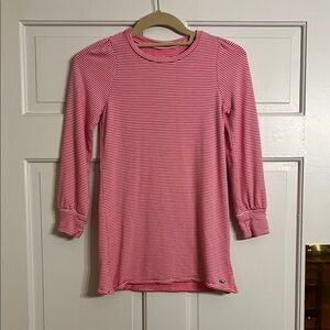 Vineyard Vines Pink and White Striped Long Sleeve Dress